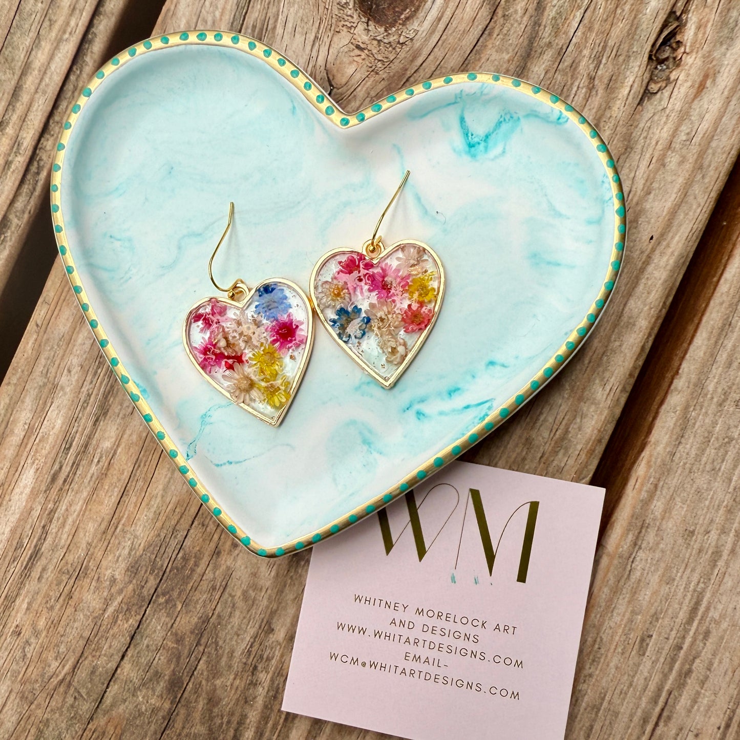 Resin Heart Dangle Earrings