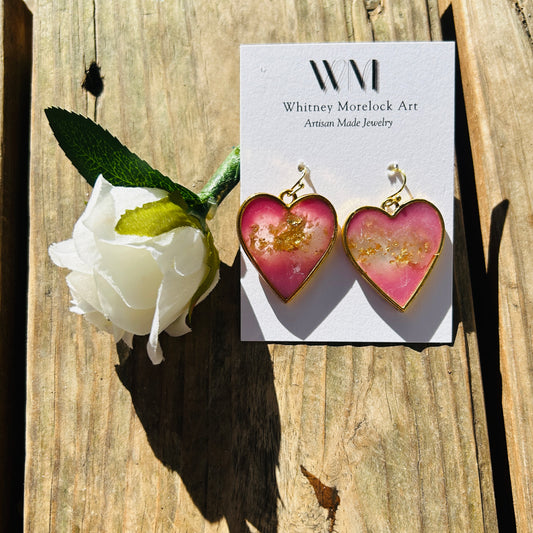 Resin Heart Dangle Earrings