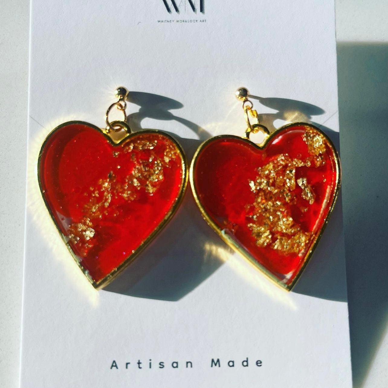 Resin Heart Dangle Earrings