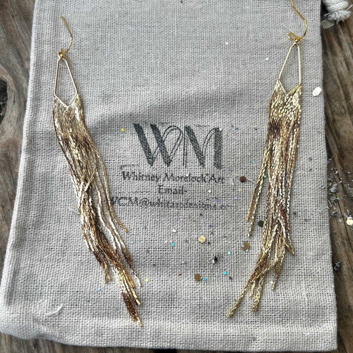 Golden Fringe Extra Long Dangle