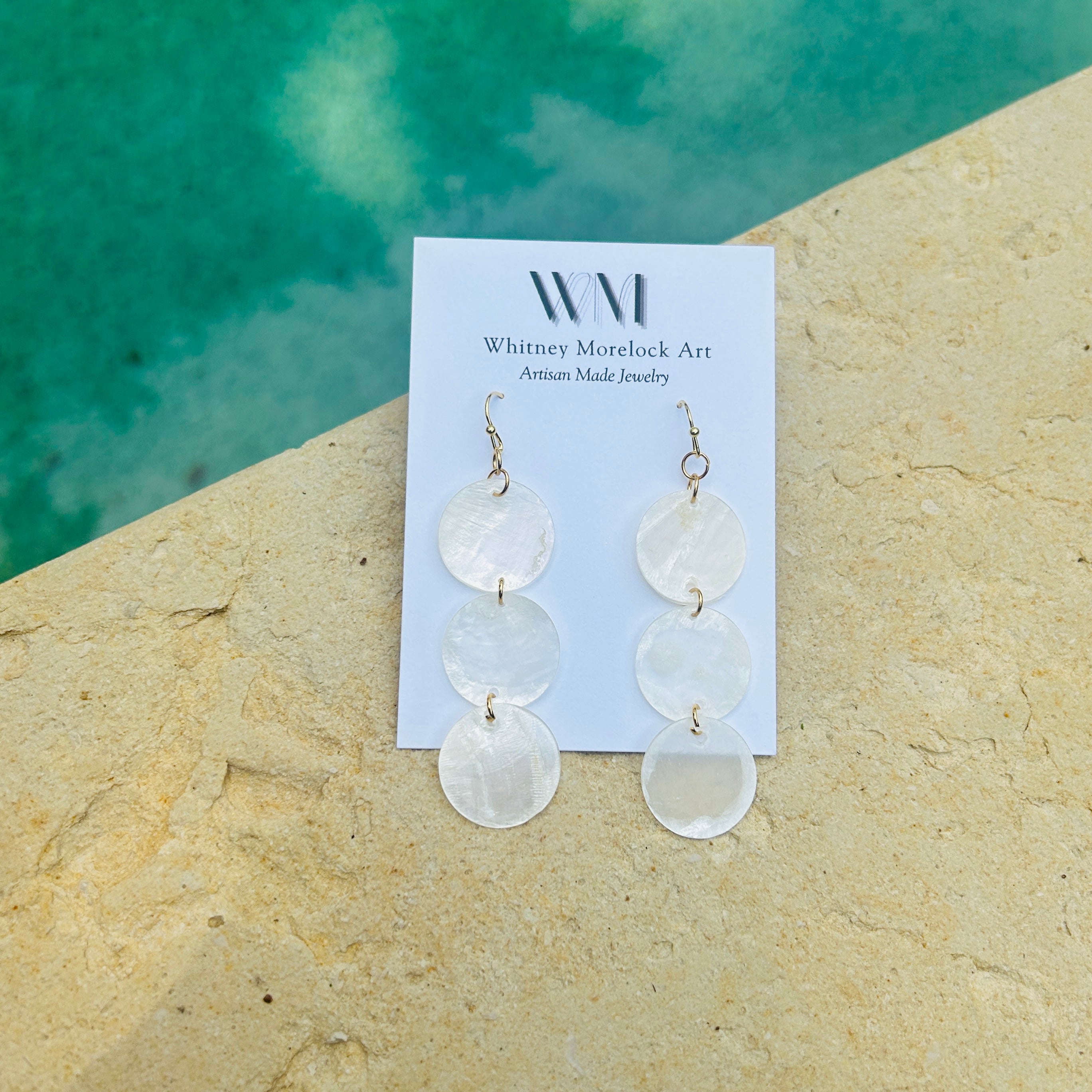 Capiz Shell Drops Capiz Shell Triple Drop – Whitney Morelock Art & Designs