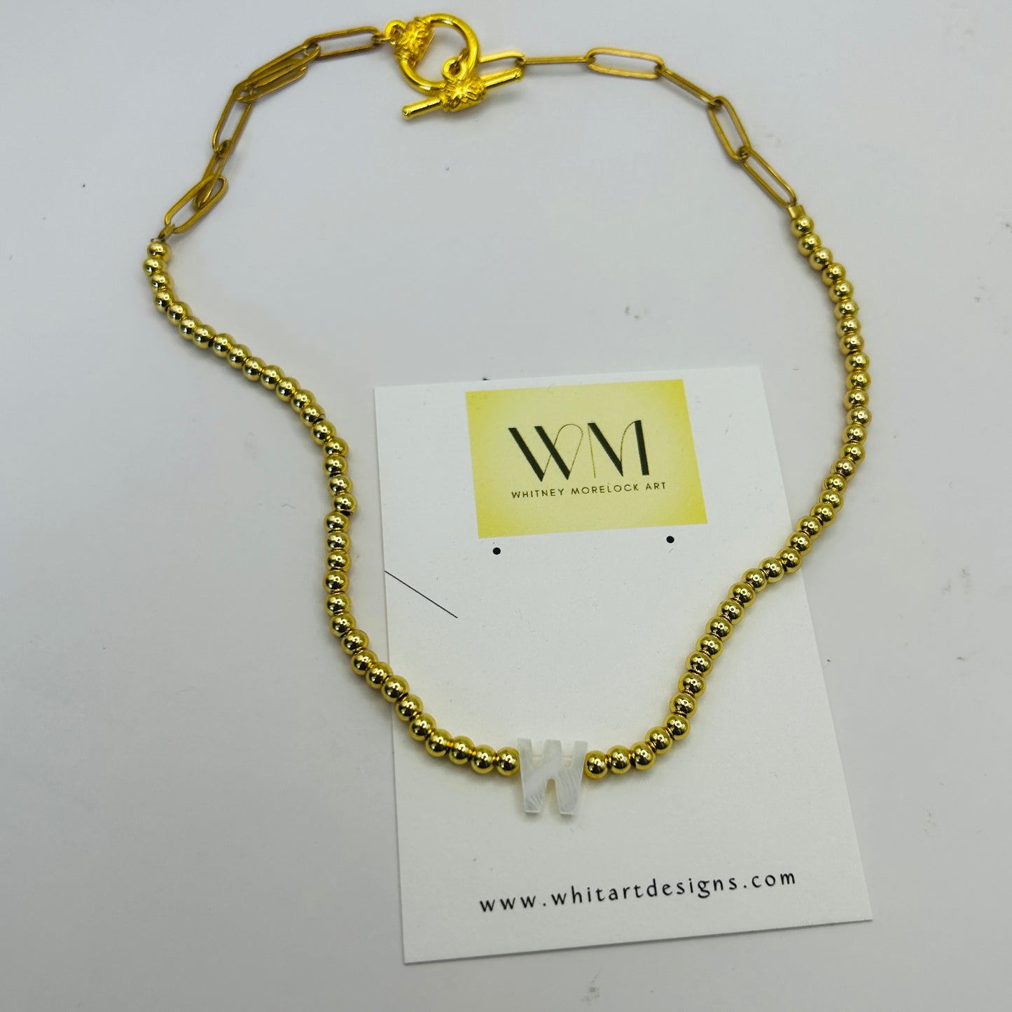 Mother of Pearl Initial Necklace