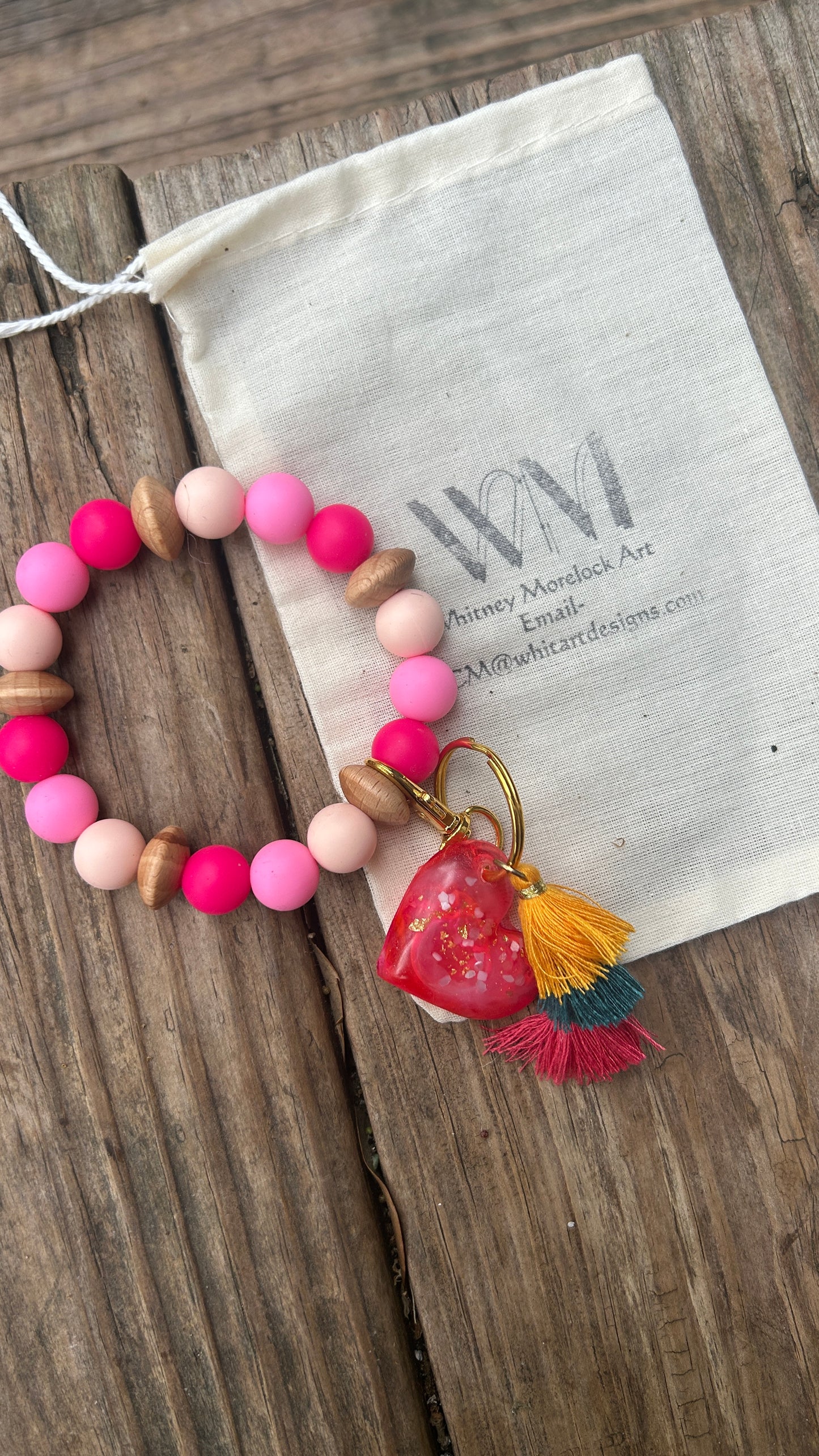 Bracelet Keychains with Resin Heart